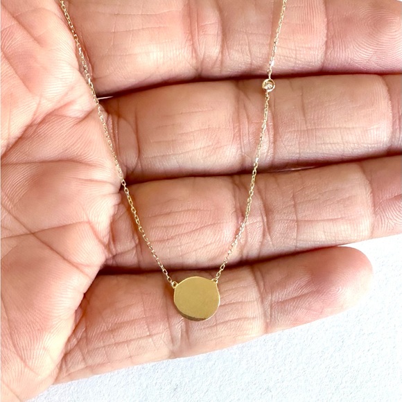 14K Gold Diamond Plate Necklace